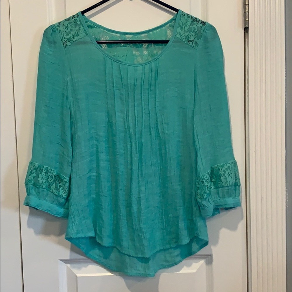 Mine Tops | Turquoise Blouse | Size Small